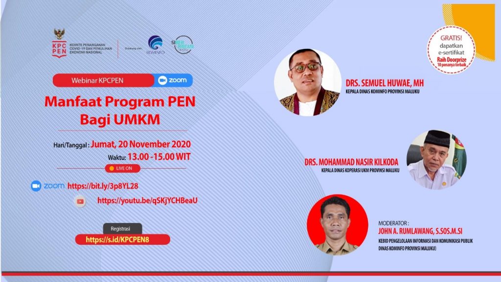 Pemprov Maluku Gelar Webinar Manfaat Program PEN Bagi UMKM